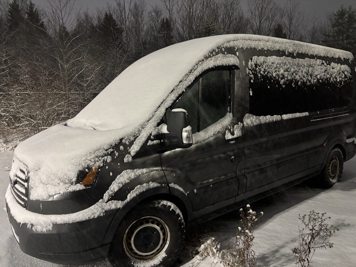 Driver-side access in snow, a practical constraint for storage, entry, and daily winter routines.
